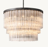 Ciel Glass Round Chandelier 3-Tired  and Single tier 36" 48"